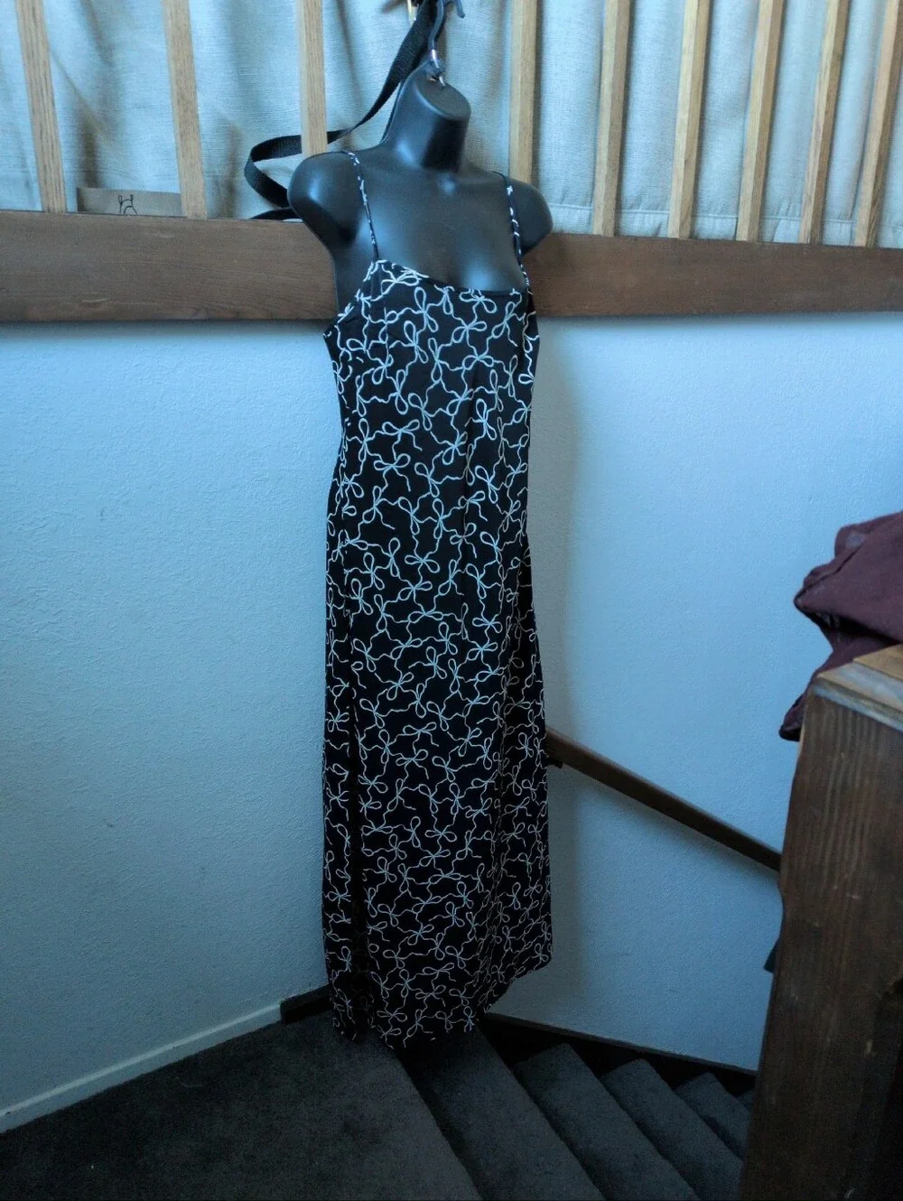 ✨ Nwt Abercrombie Slip Maxi Dress In White And Black Ribbon Size M